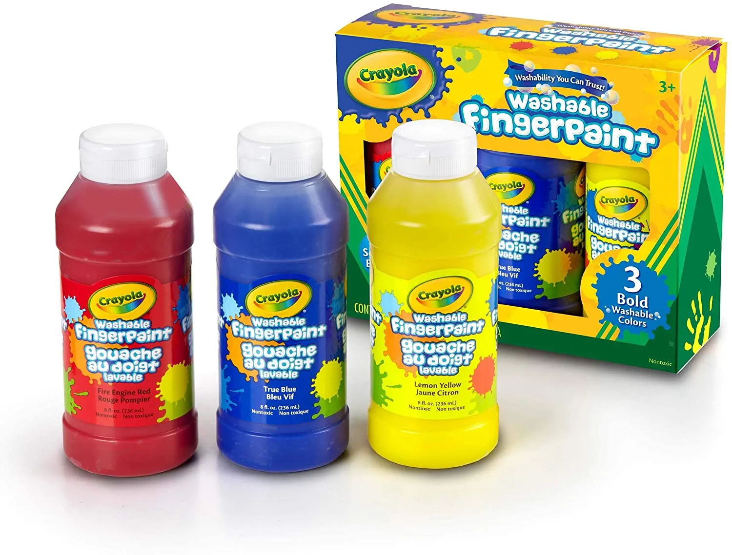 3 ct. 8-oz. Washable Finger-paint, Bold Colors