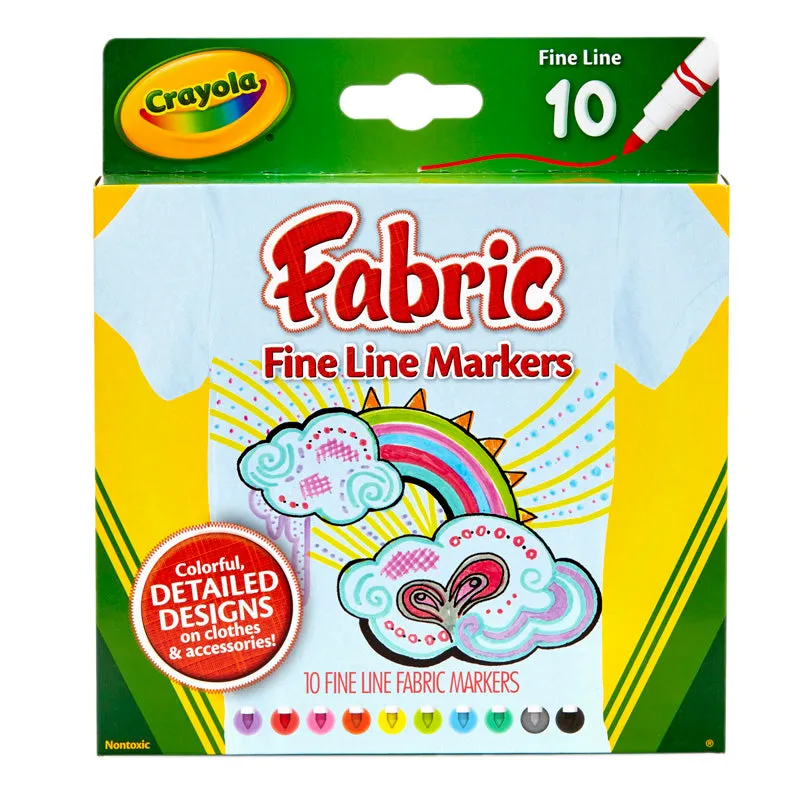 #4112 CRAYOLA FINE LINE FABRIC MARKERS 10 COLORS