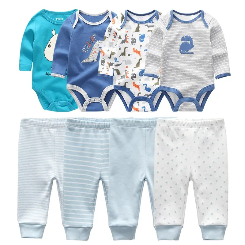 4Pcs Baby Bodysuits Pants Set