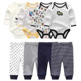 4Pcs Baby Bodysuits Pants Set