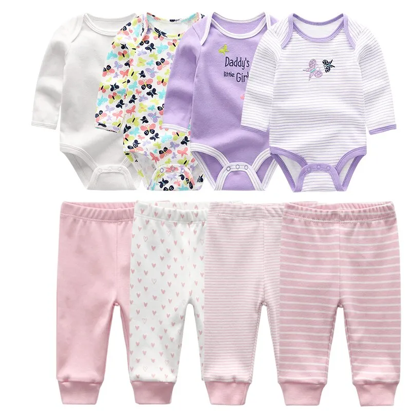 4Pcs Baby Bodysuits Pants Set