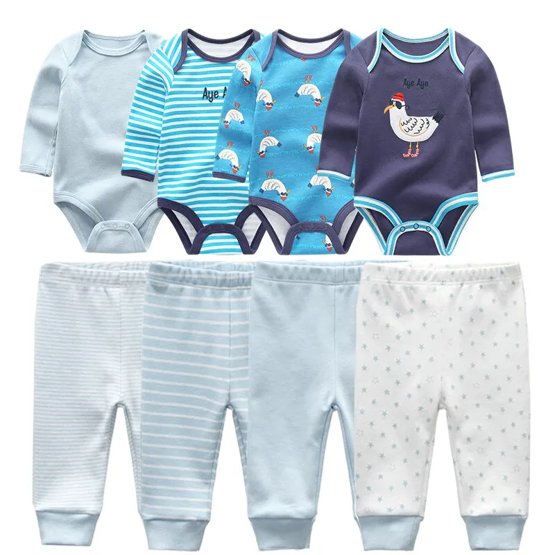 4Pcs Baby Bodysuits Pants Set