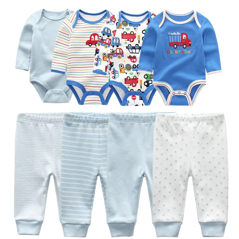 4Pcs Baby Bodysuits Pants Set