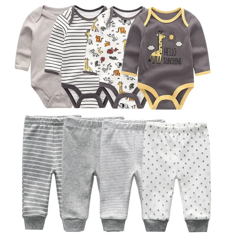 4Pcs Baby Bodysuits Pants Set