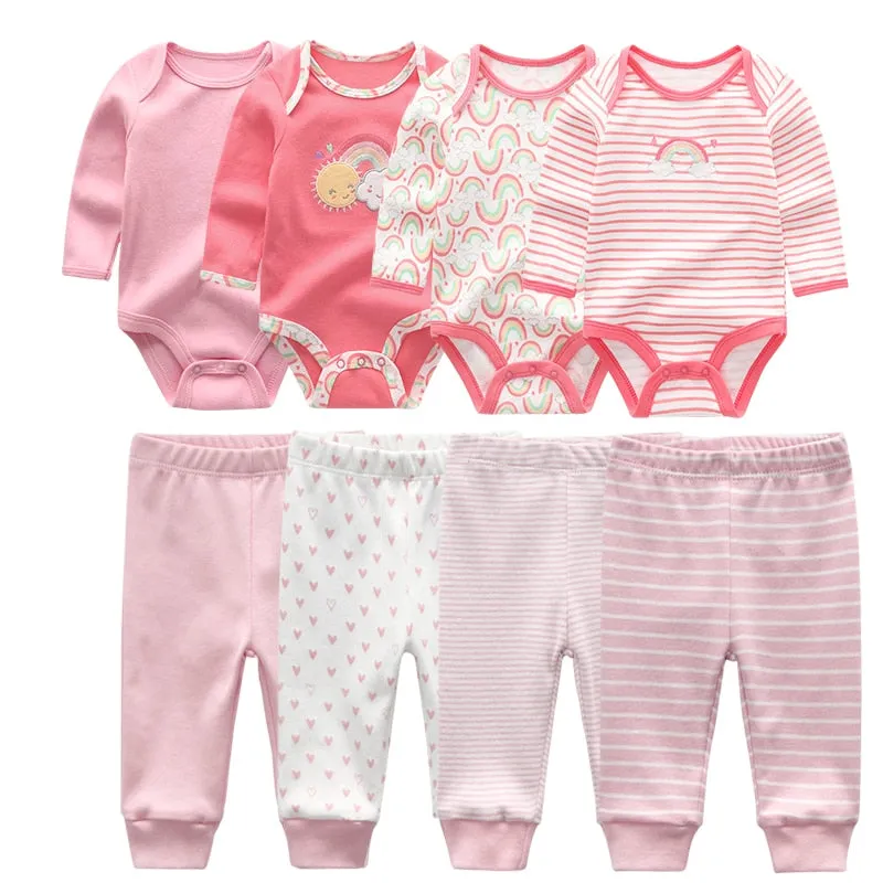 4Pcs Baby Bodysuits Pants Set