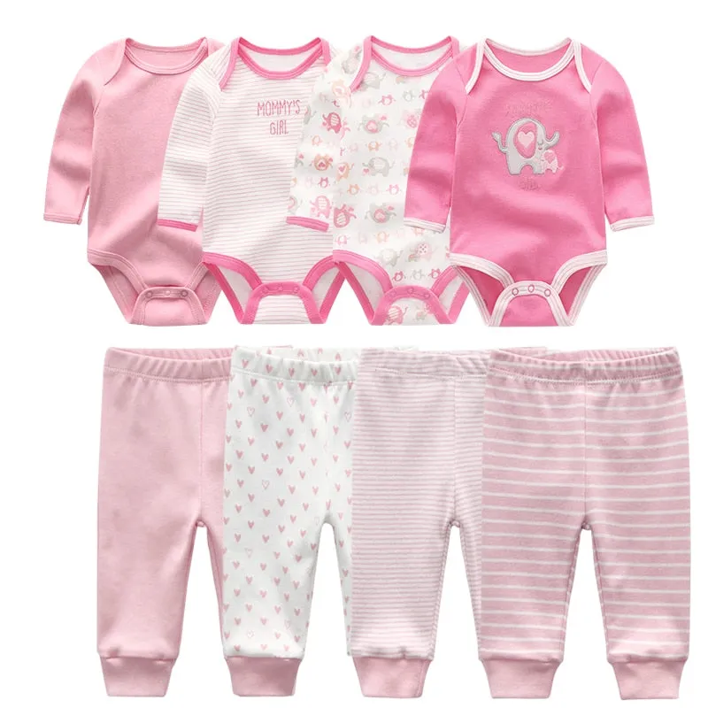 4Pcs Baby Bodysuits Pants Set