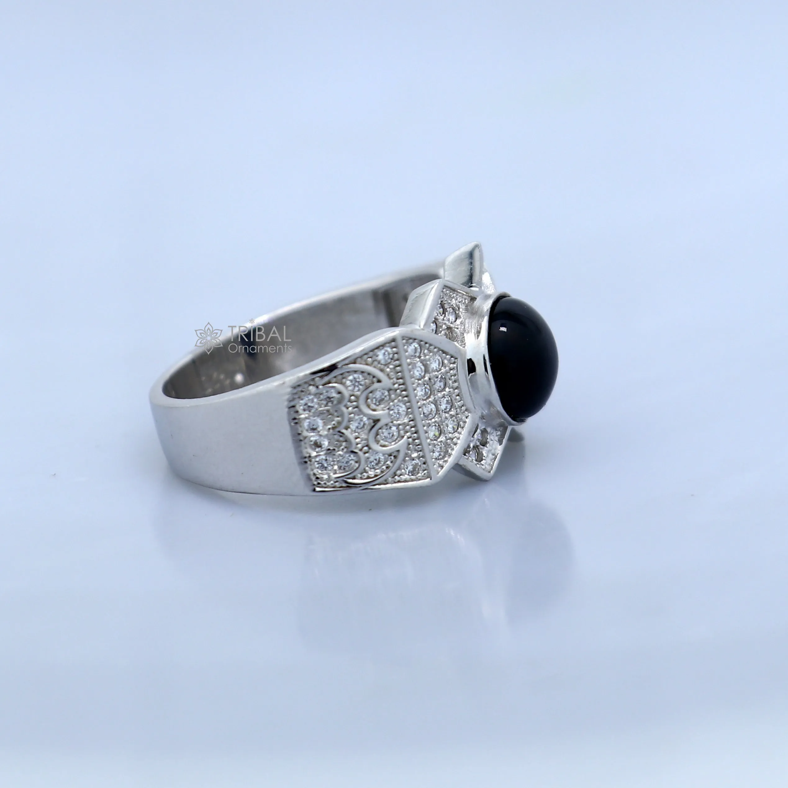 925 sterling silver black stone ring Jewelry sr725