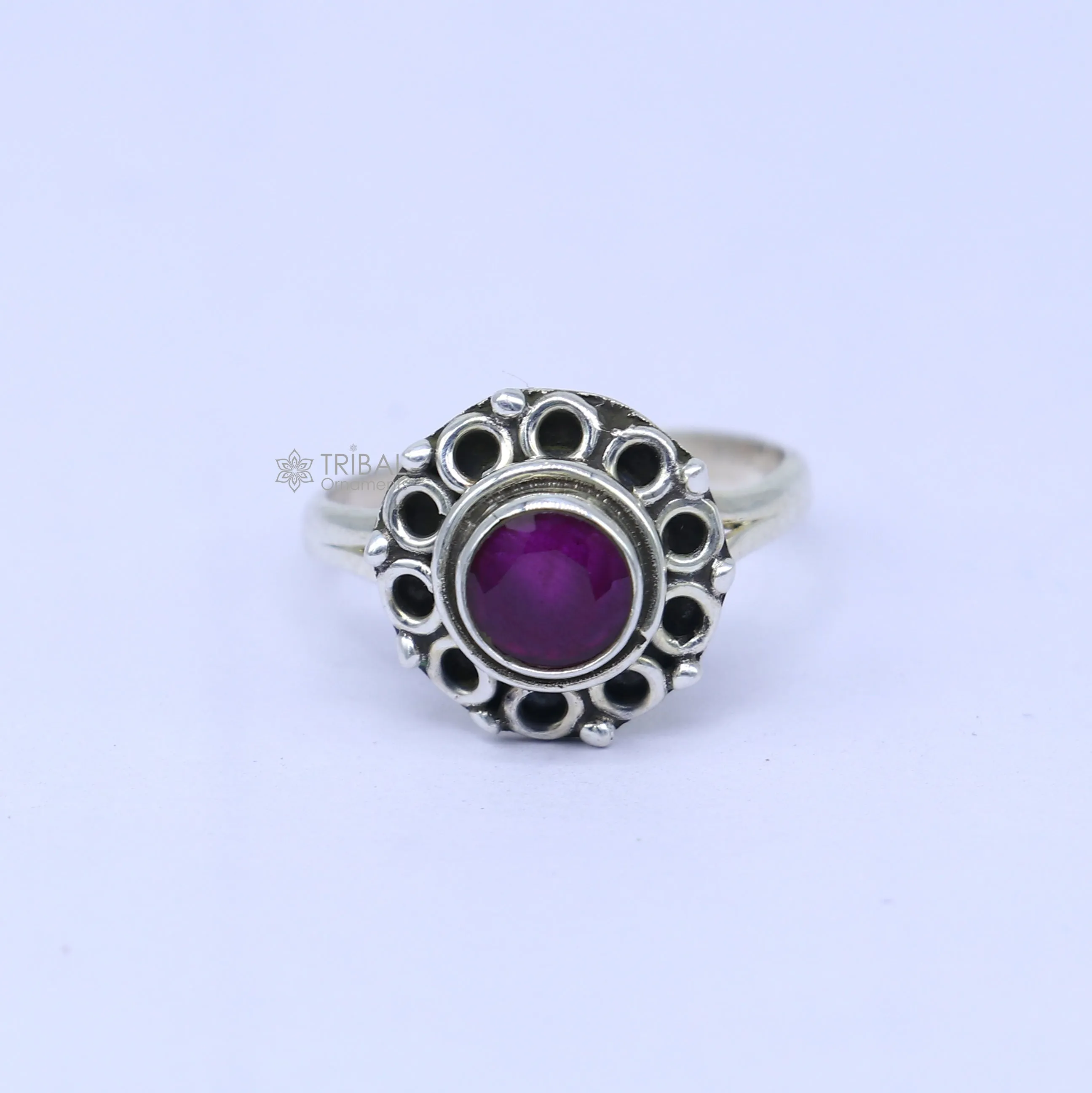925 sterling silver purple colour stone ring Jewelry sr730