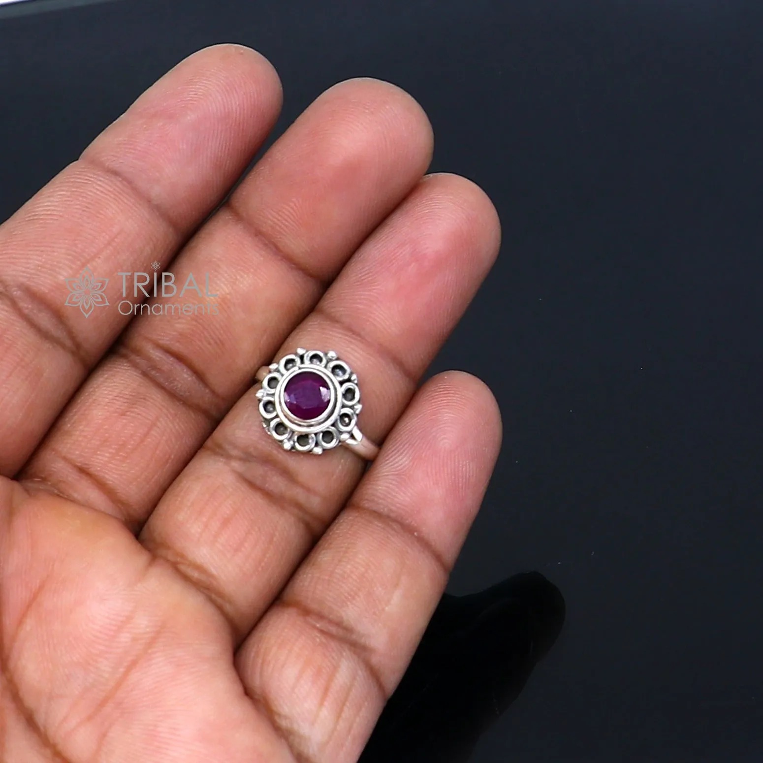 925 sterling silver purple colour stone ring Jewelry sr730