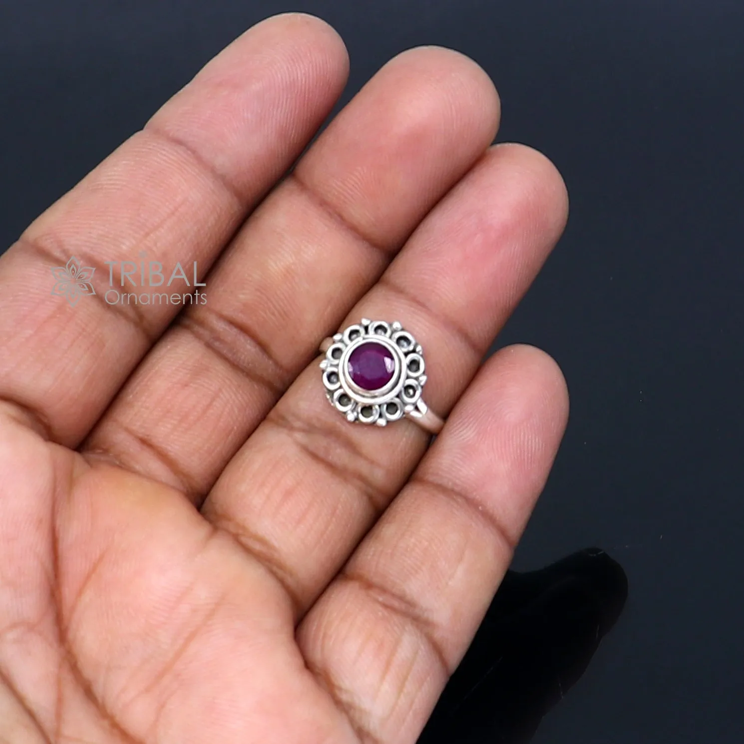 925 sterling silver purple colour stone ring Jewelry sr730