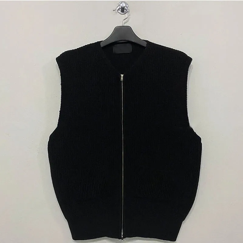 Aidase Men's Knitted Sleeveless Zipper Sweater Casual Luxury Clothing Waistcoat Tide Port Style Leisure Pullover Spring Retro Knitwear