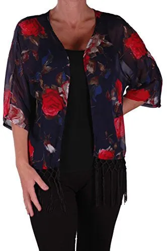 Alice Floral Chiffon Fringed Kimono
