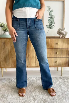 Ana High Rise Front Patch Pockets with Braid