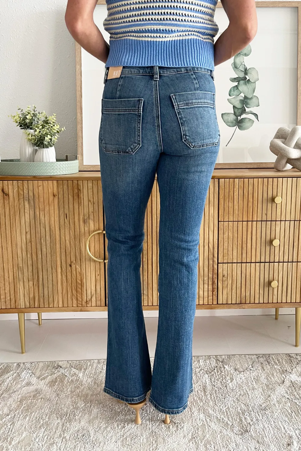 Ana High Rise Front Patch Pockets with Braid