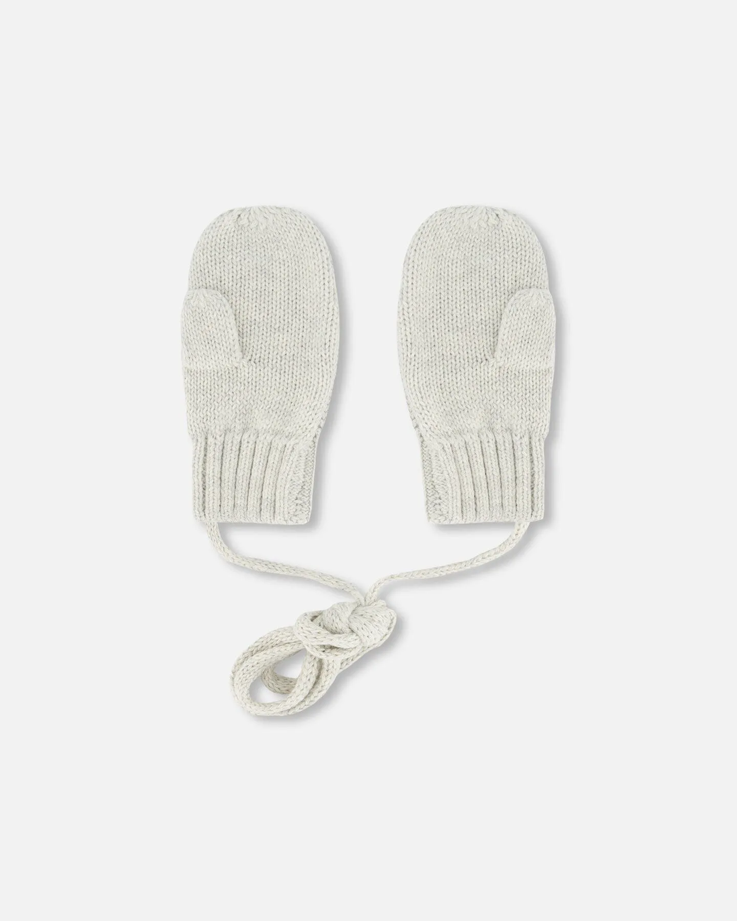 Baby Knit Mittens With String Off-White