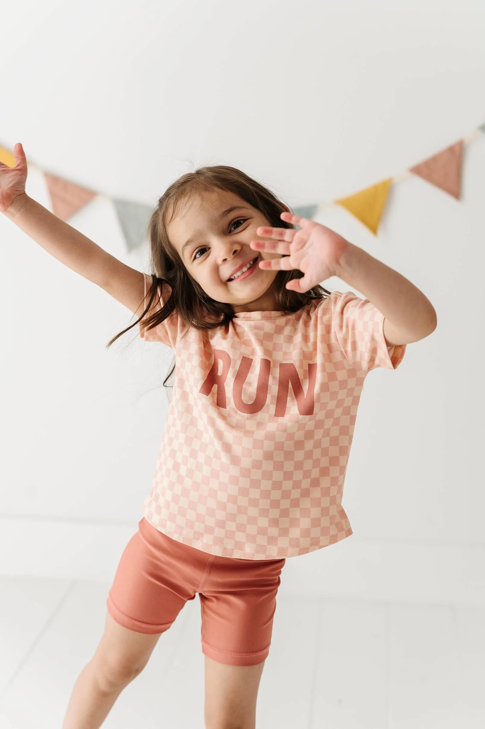 babysprouts clothing company: Boxy Tee in Pink Lemonade Checkered RUN