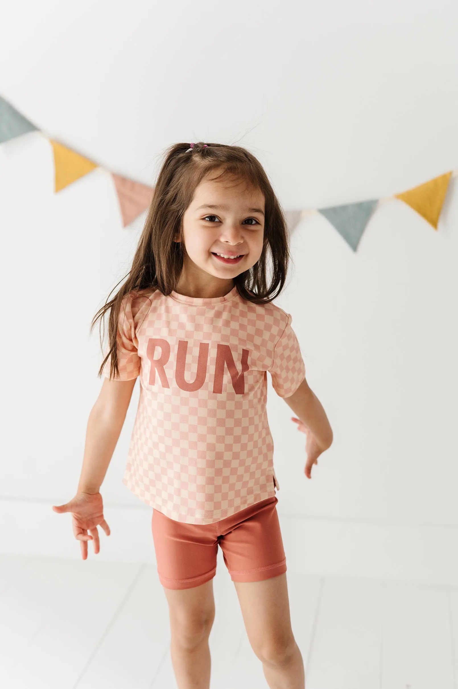 babysprouts clothing company: Boxy Tee in Pink Lemonade Checkered RUN
