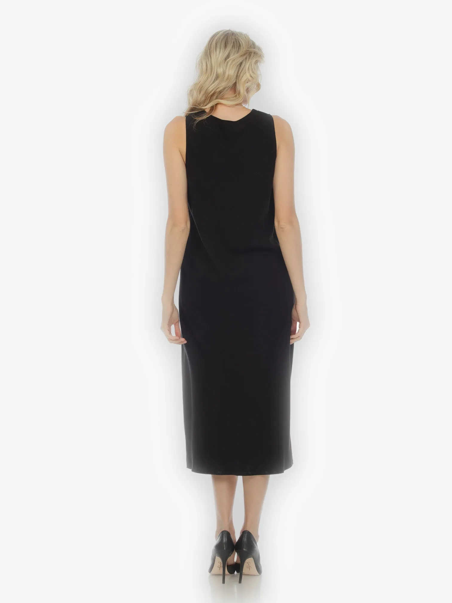 Bias Cut V-neck Black Dress