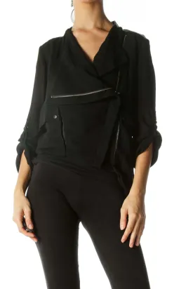 Black Asymmetric Zippered Jacket
