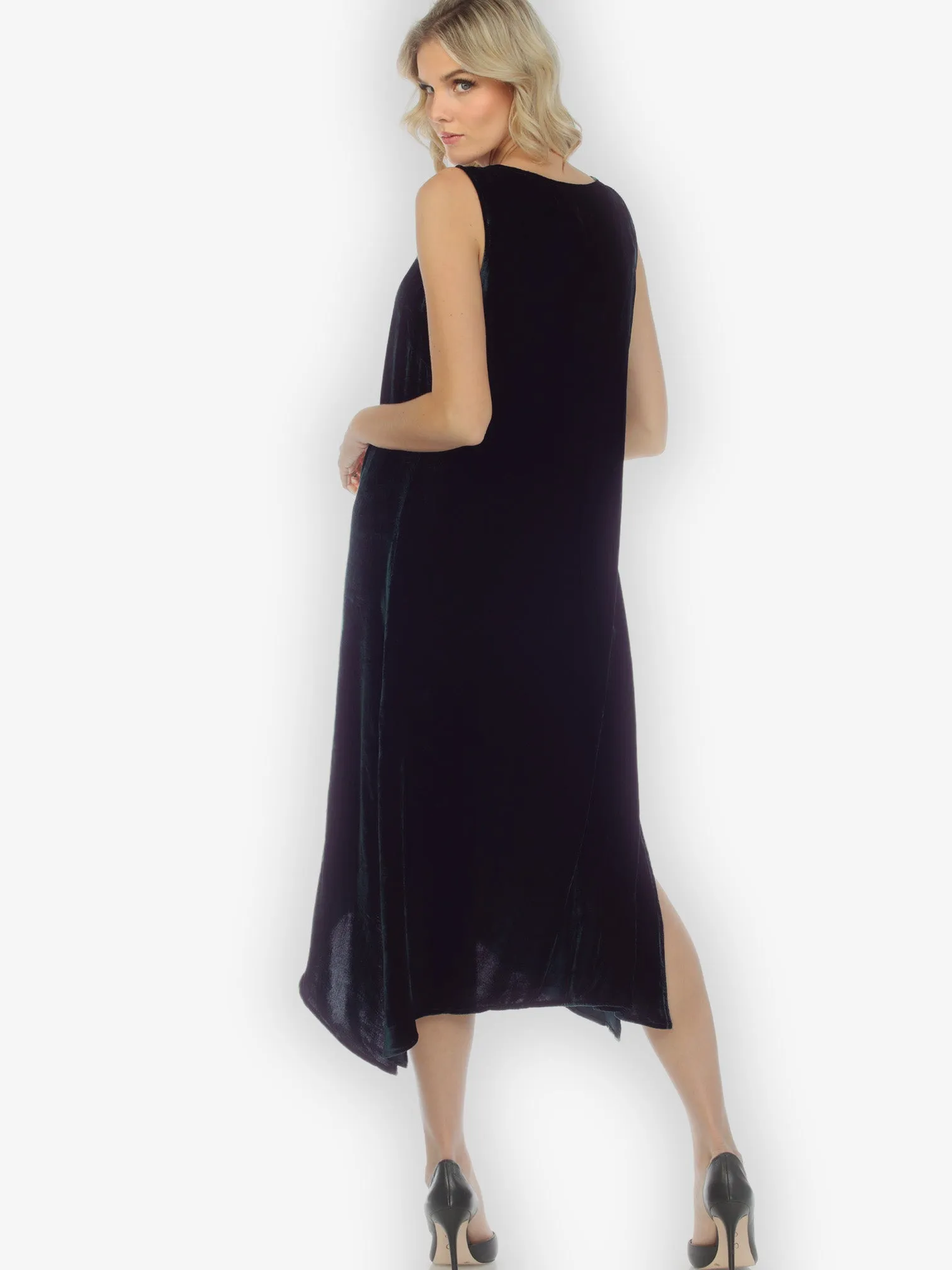 Black Velvet Silk Tank Dress