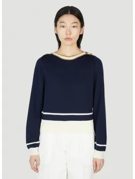 Boat Neck Knit Top Navy