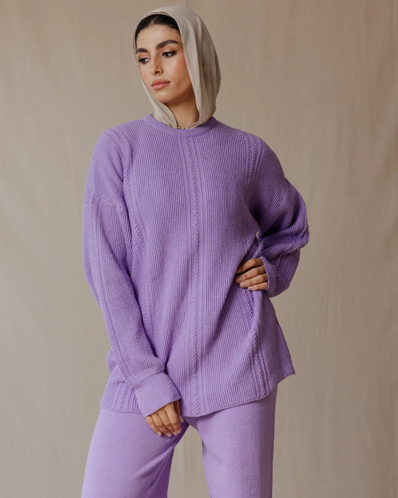 Braided Knit Set Purple
