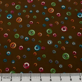 Brown Multi Buttons Cotton Print