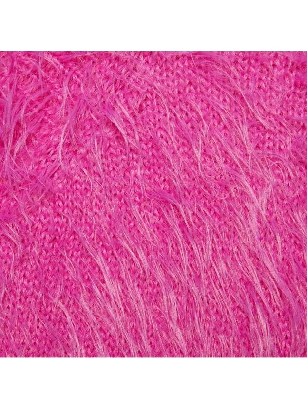Brushed Mohair Wool Cardigan Pink