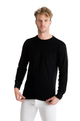 BUY ONE GIVE ONE:  Extra Warm British Made RP Collections® Mens Thermals Commando Black Long-Sleeved Vest