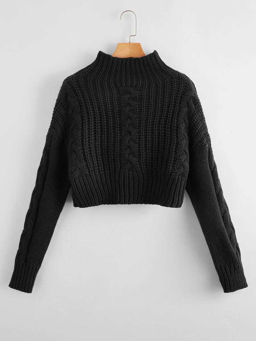 Cable-knit Cropped Sweater
