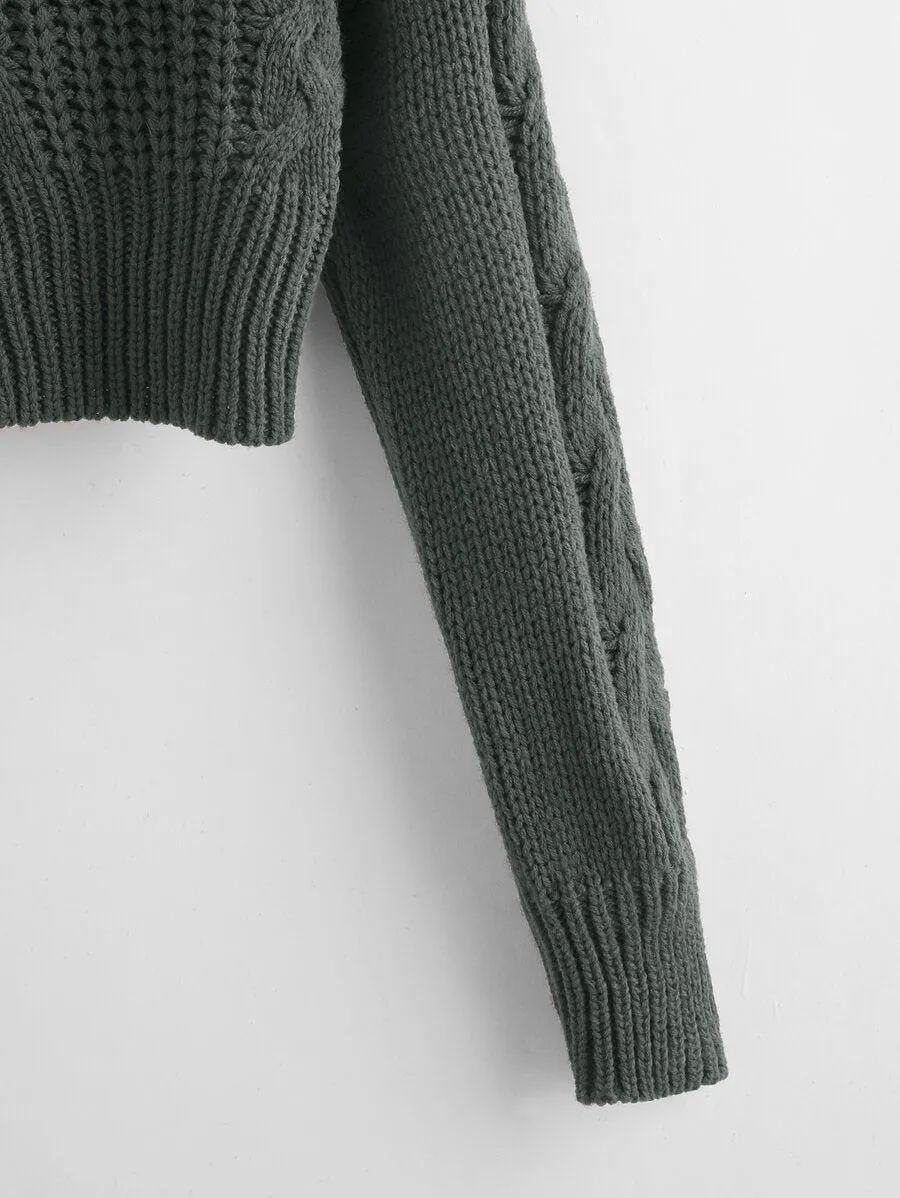 Cable-knit Cropped Sweater