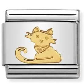 Classic bonded yellow Gold Seated Cat   030112/32