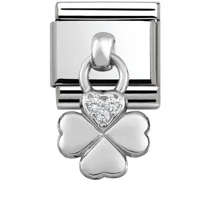 Classic CHARMS,S/Steel,silver 925 Four Leaf Clover CZ
