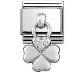 Classic CHARMS,S/Steel,silver 925 Four Leaf Clover CZ