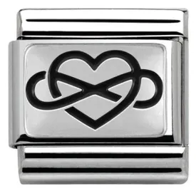 Classic PLATES OXIDIZED steel, silver 925 Infinity heart  330102/05