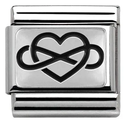 Classic PLATES OXIDIZED steel, silver 925 Infinity heart  330102/05