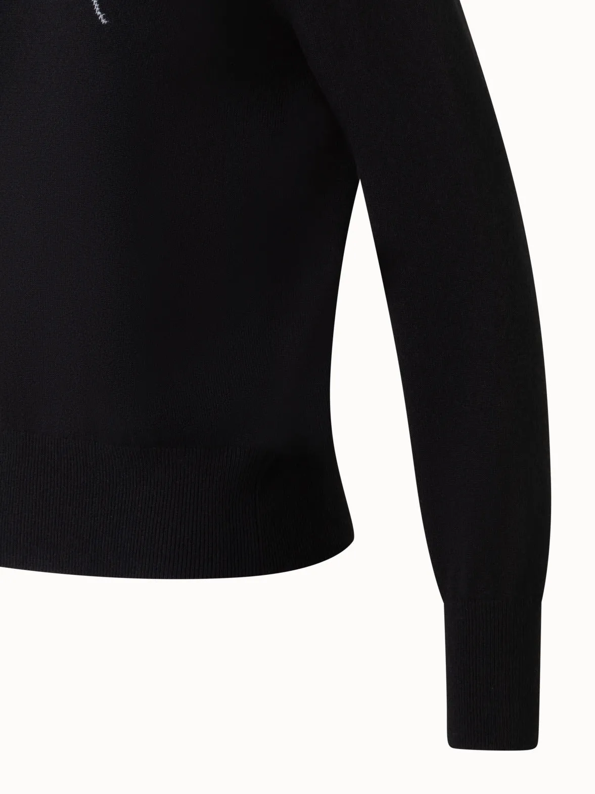 Crew Neck Sweater in Cashmere with Dandelion Intarsia