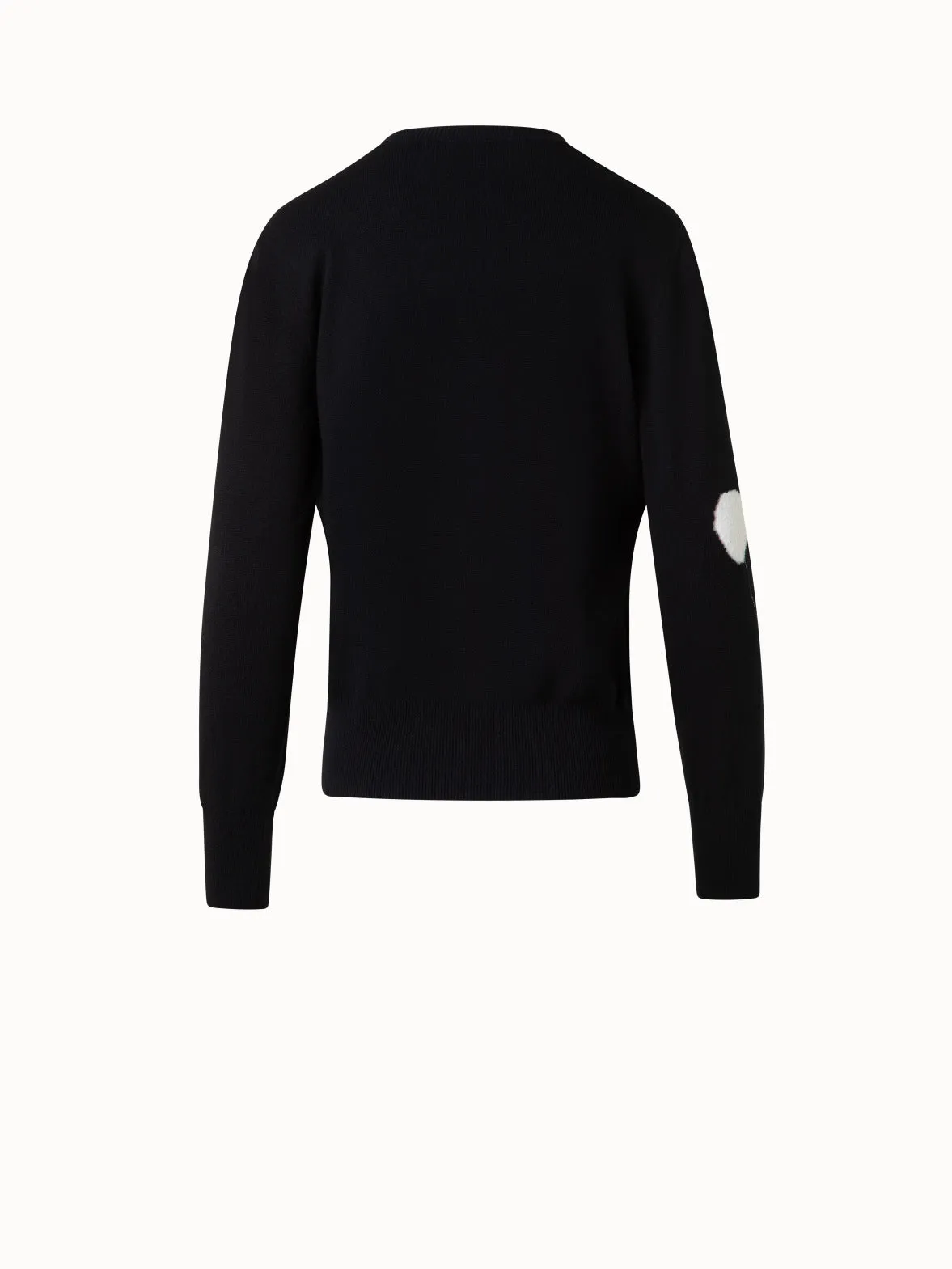 Crew Neck Sweater in Cashmere with Dandelion Intarsia