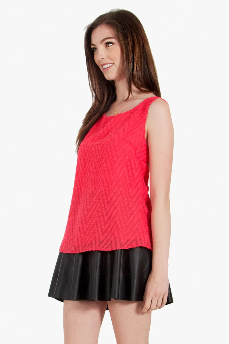 Crimson Textures Top