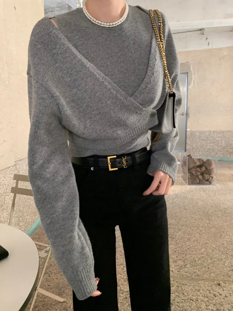 Designer Knit Set with Tank Top and Cropped Cardigan