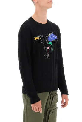 dragon pointelle knit sweater