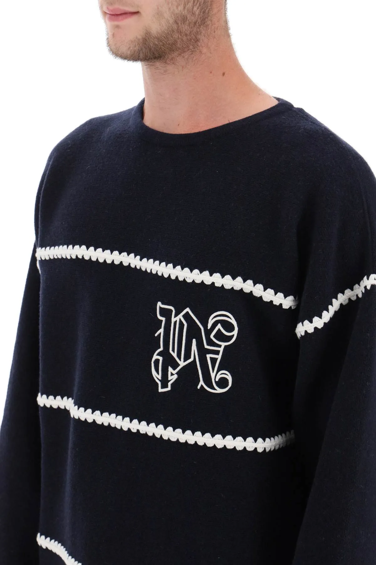 embroidered jacquard sweater