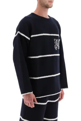 embroidered jacquard sweater