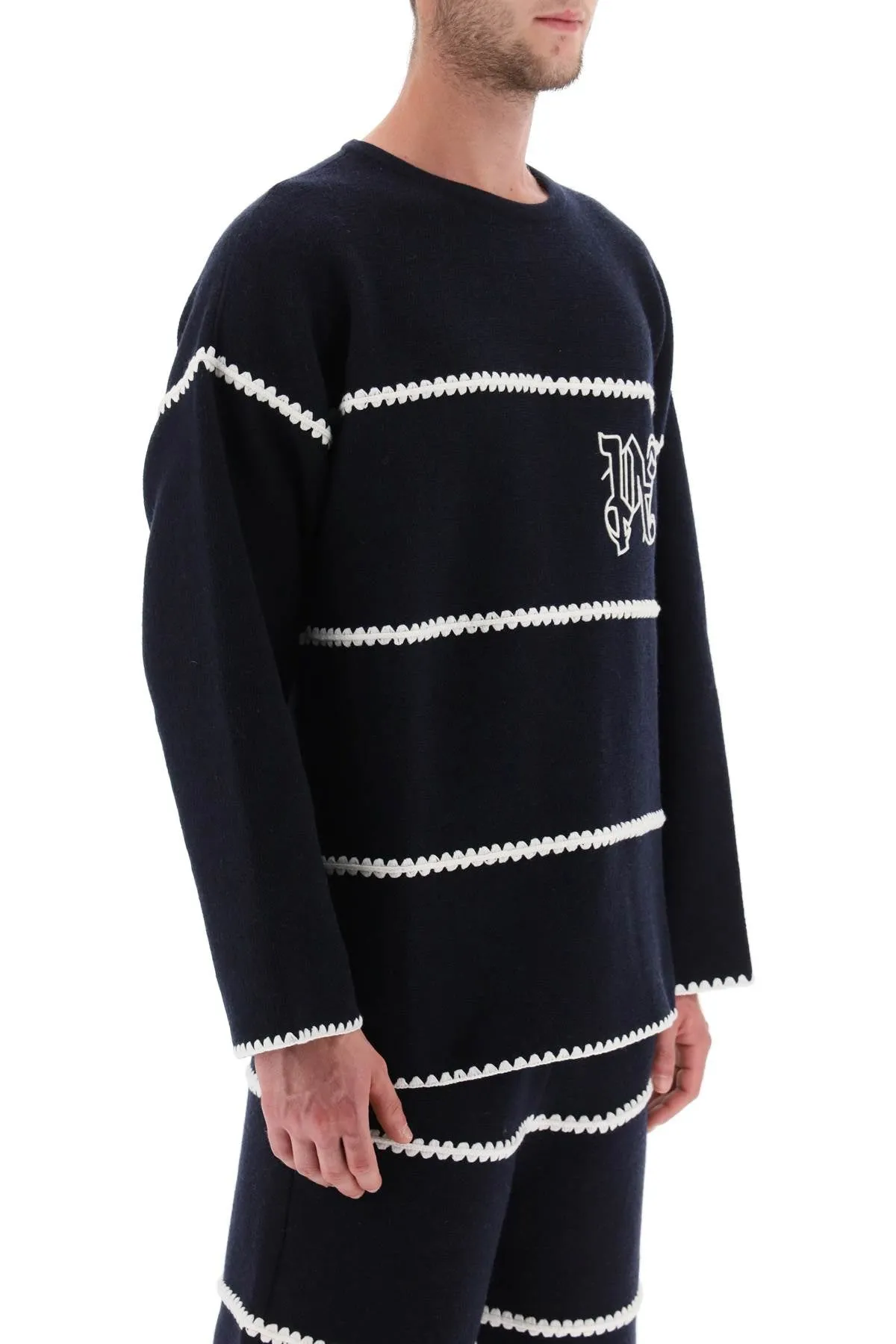 embroidered jacquard sweater