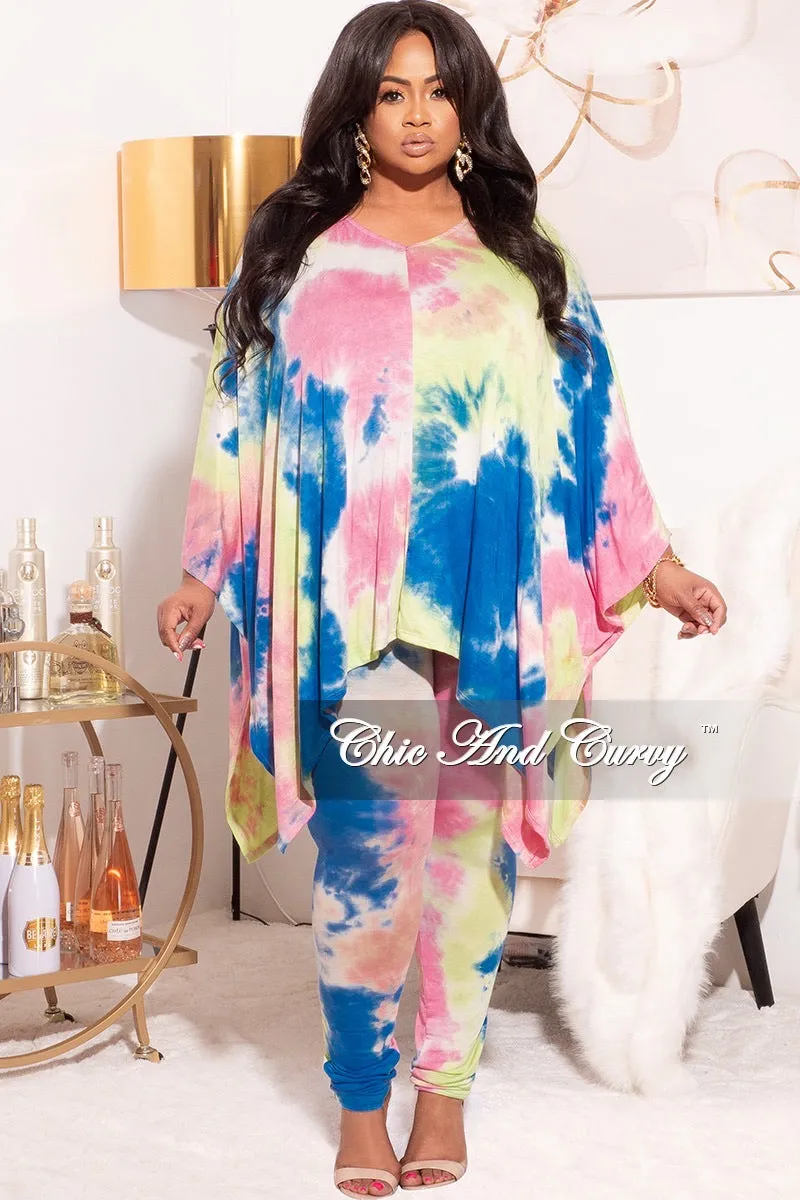 Final Sale Plus Size 2pc Set Top & Pants in Pastel Rainbow Tie Dye