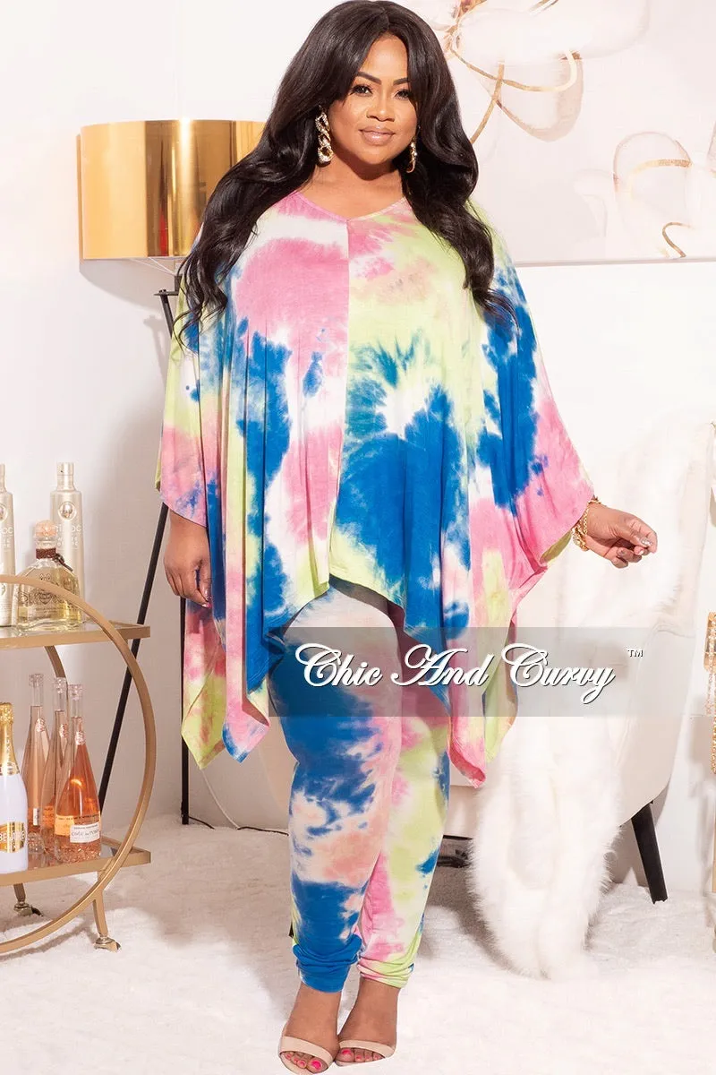 Final Sale Plus Size 2pc Set Top & Pants in Pastel Rainbow Tie Dye