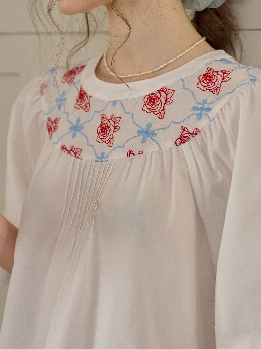 【Final Sale】Kenia Lace-up Striped Floral Off The Shoulder Top