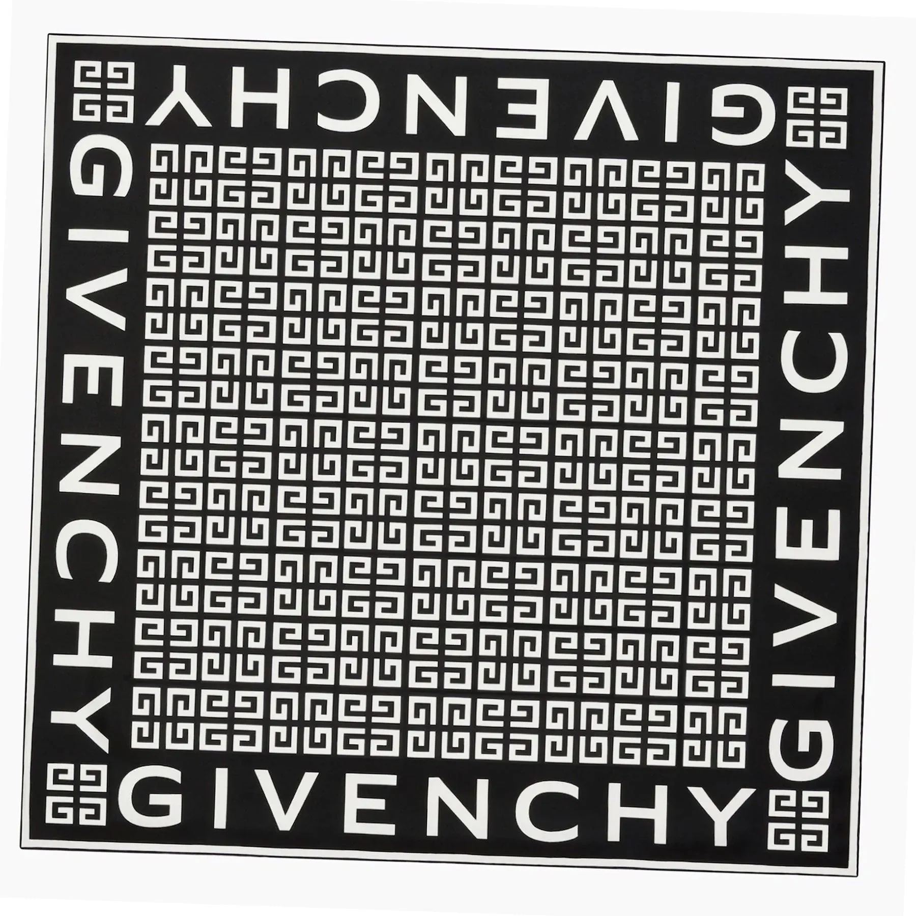 Givenchy Scarf Black 4G Design - 36" Square Twill Silk Foulard SALE