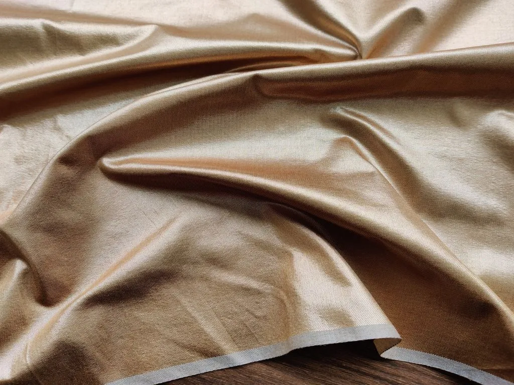 Golden Plain Metallic Brocade Fabric