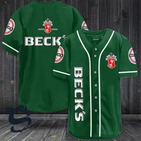 Green Beck's Beer Baseball Jersey